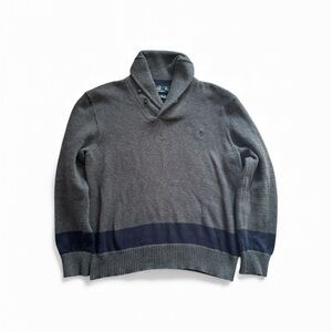 Polo Ralph Lauren Cowl Neck Gray Navy Sweater Heavy Pullover Size Large